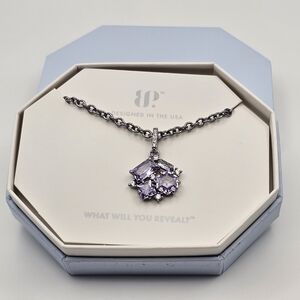 NEW Bomb Party "A Hush Between Bells" OG Necklace Lavender Topaz CZ on Hematite